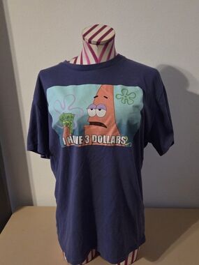 Navy Patrick Star Graphic Tee - 'I Have 3 Dollars'